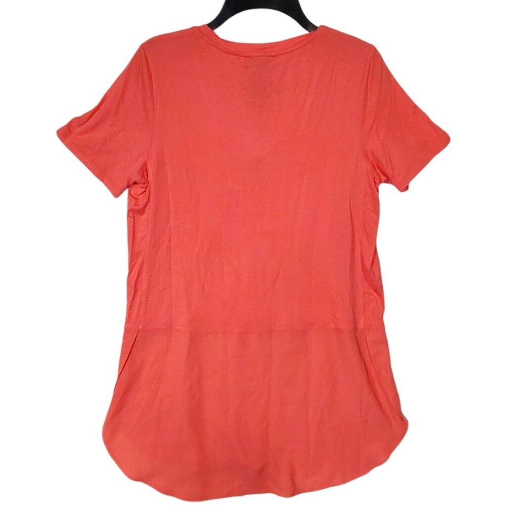 Premise Womens Coral V-neck Short Sleeve Tunic Shirt Size Small NWT $58 - Picture 2 of 6